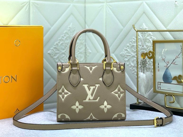 Louis Vuitton OnTheGo BB bag in Tourterelle Beige/Cream Monogram Empreinte embossed grained cowhide leather. image 1