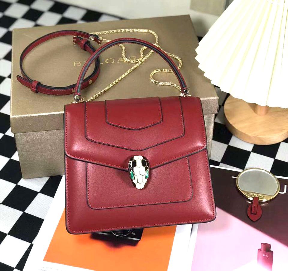 Bvlgari Serpenti Forever top handle bag in red calf leather. image 1