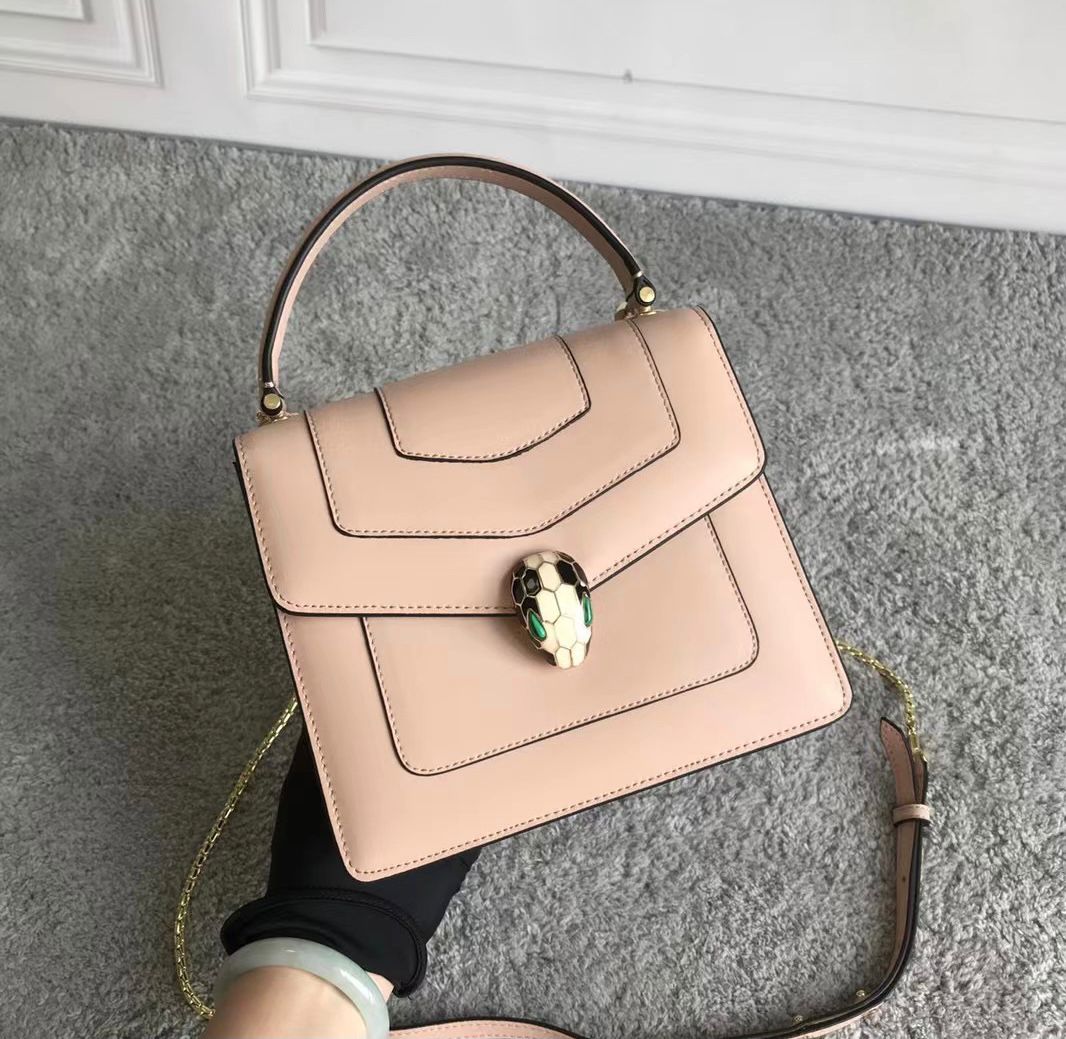 Bulgari Serpenti Forever small top handle bag in white agate calf leather. image 1