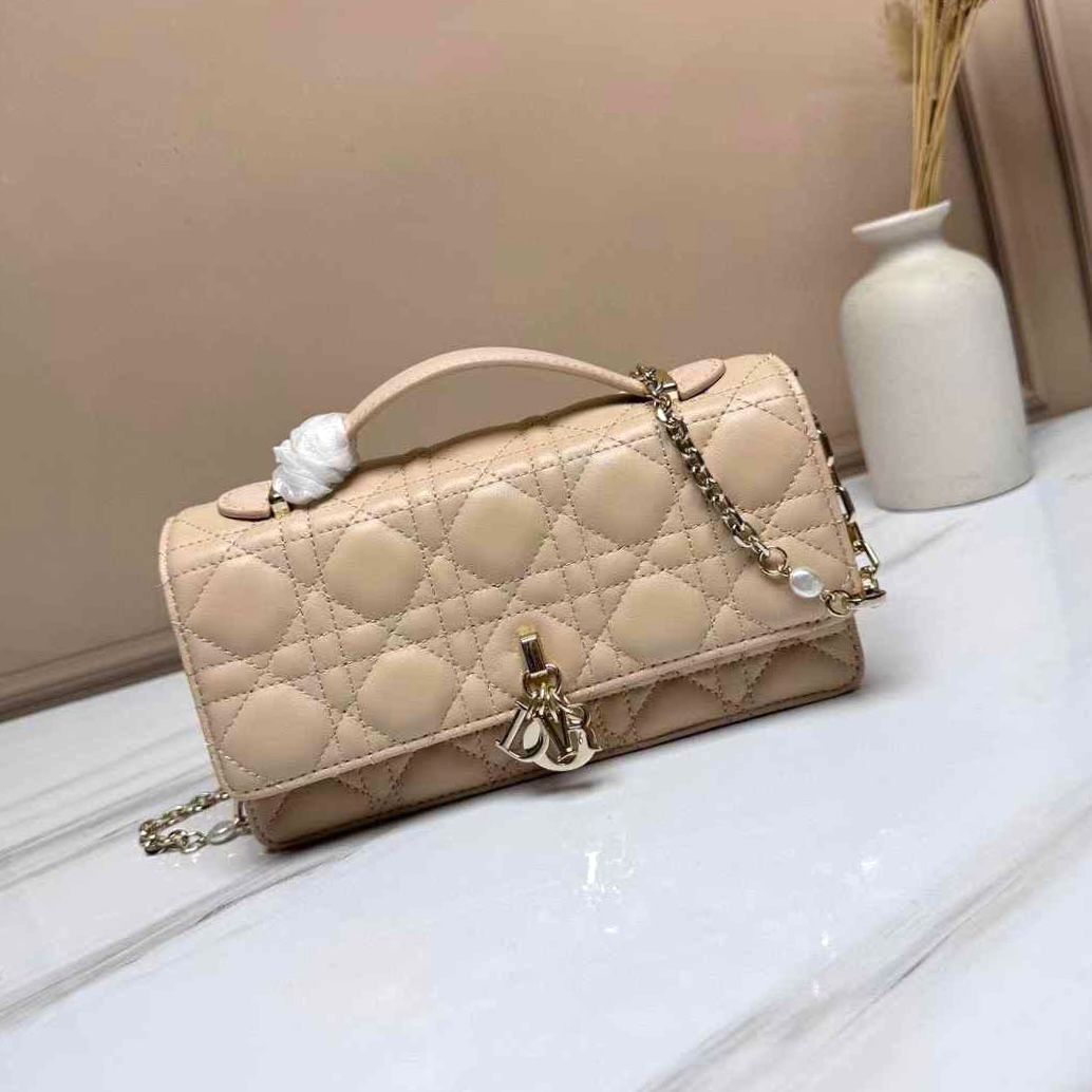 Dior My Dior Mini Bag in powder beige Cannage lambskin. image 1