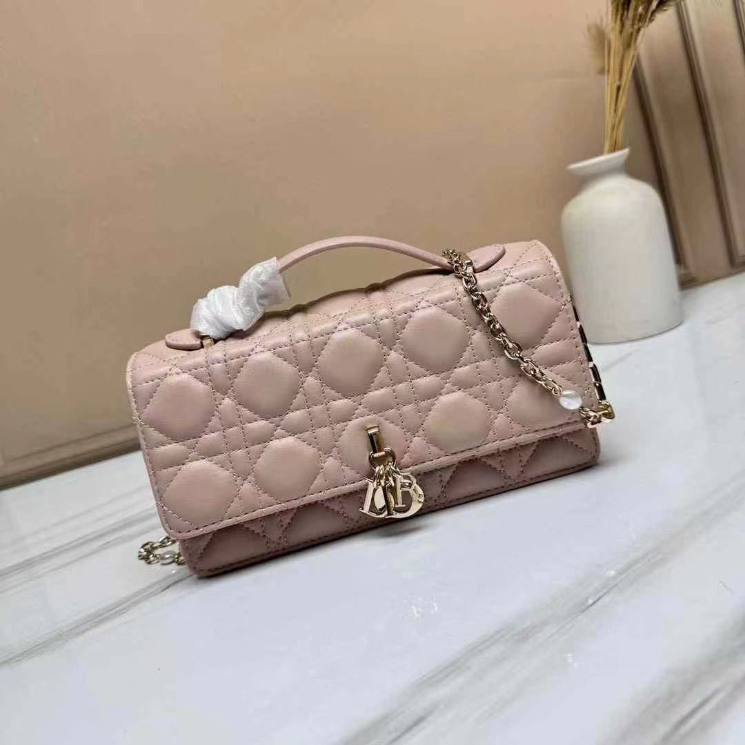 Dior My Dior Mini Bag in powder beige or pink Cannage lambskin. image 1