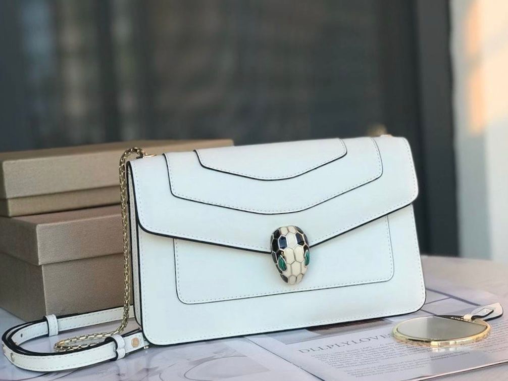 Bvlgari Serpenti Forever crossbody bag in white calf leather. image 1