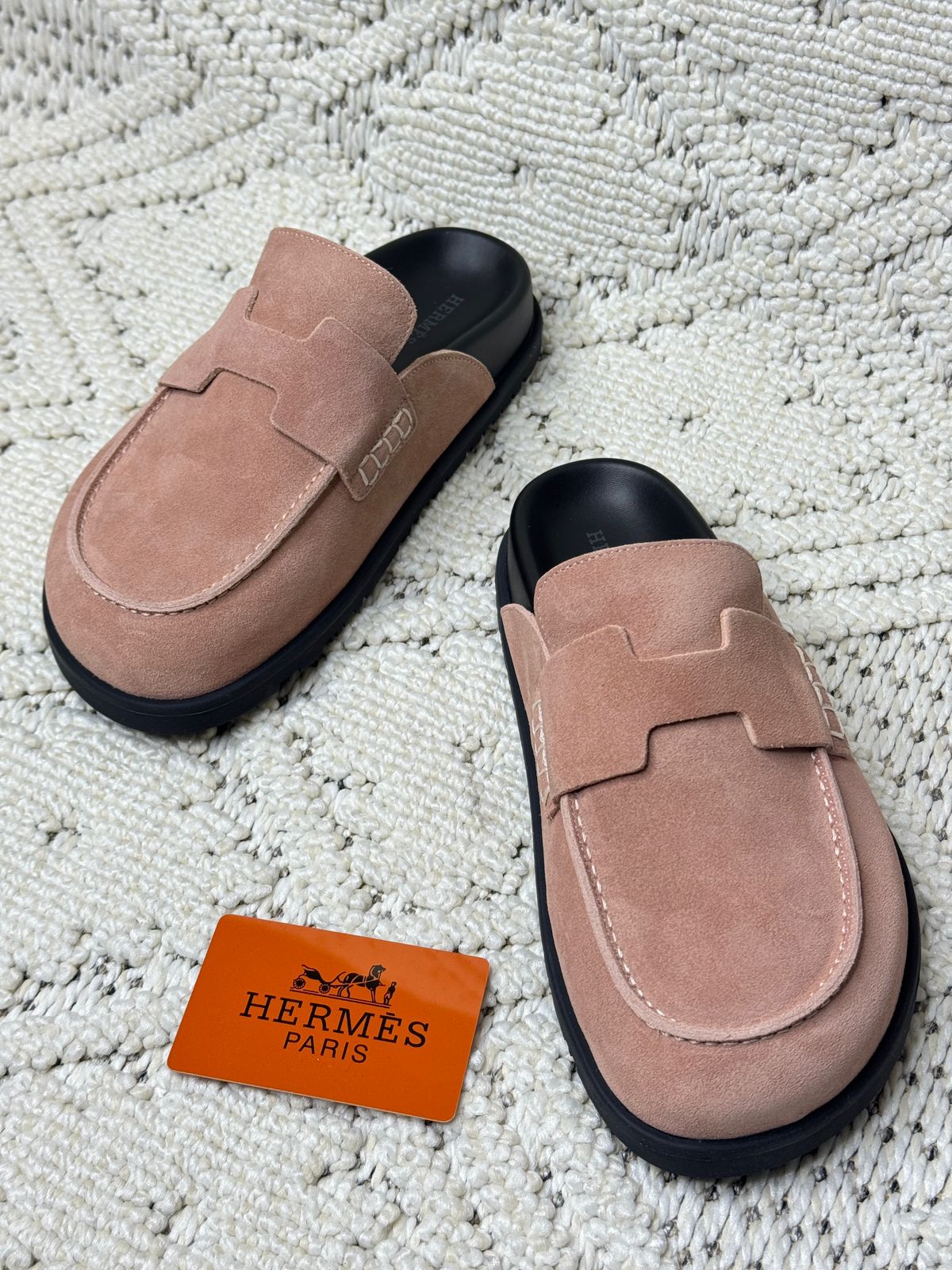 Hermès Go mules in brown suede image 2