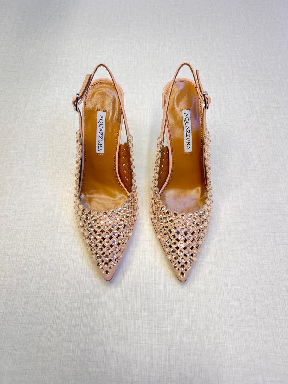 Aquazzura crystal-embellished slingback pumps image 1
