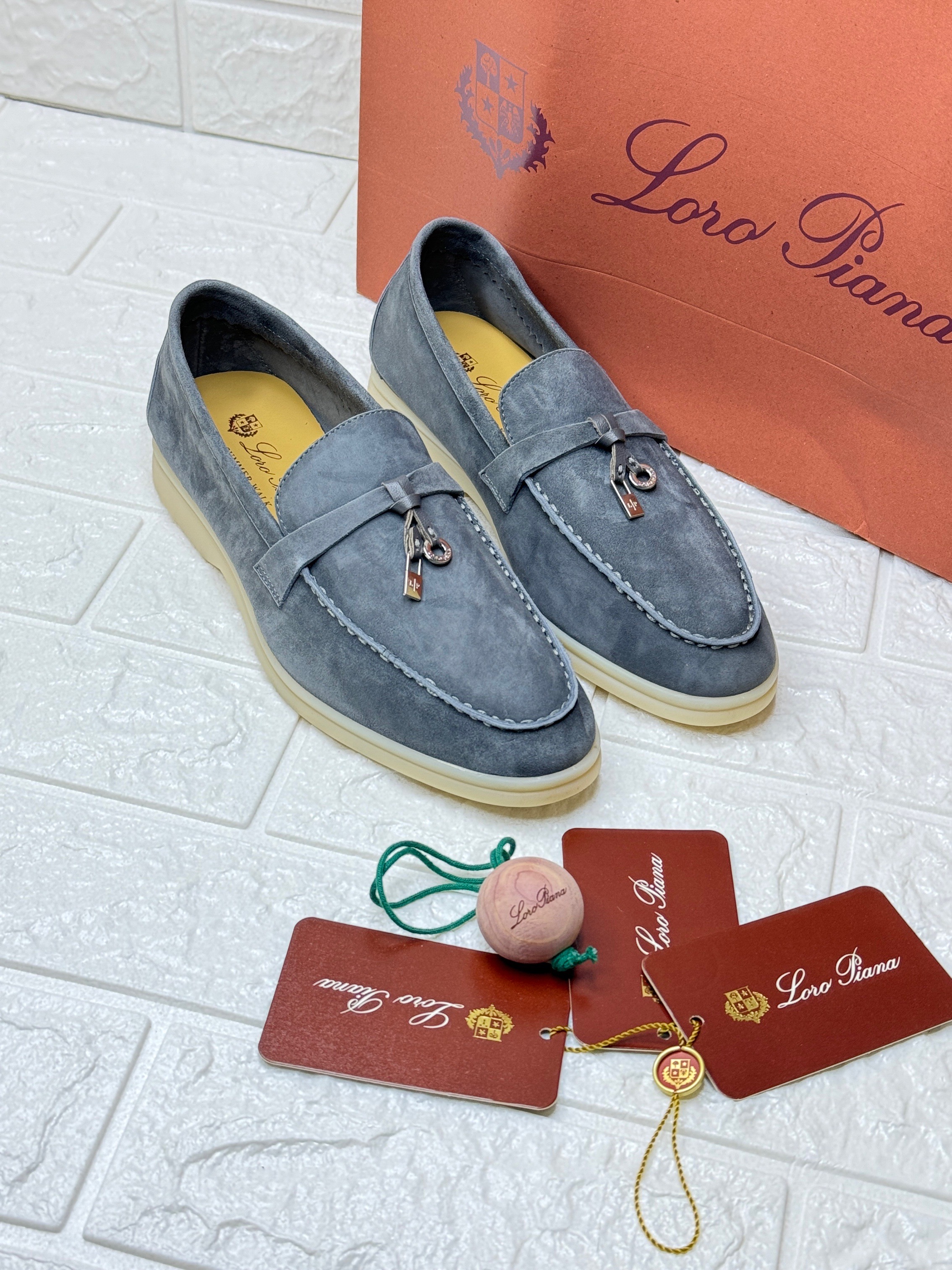 Loro Piana Summer Charms Walk loafers in blue suede. image 1
