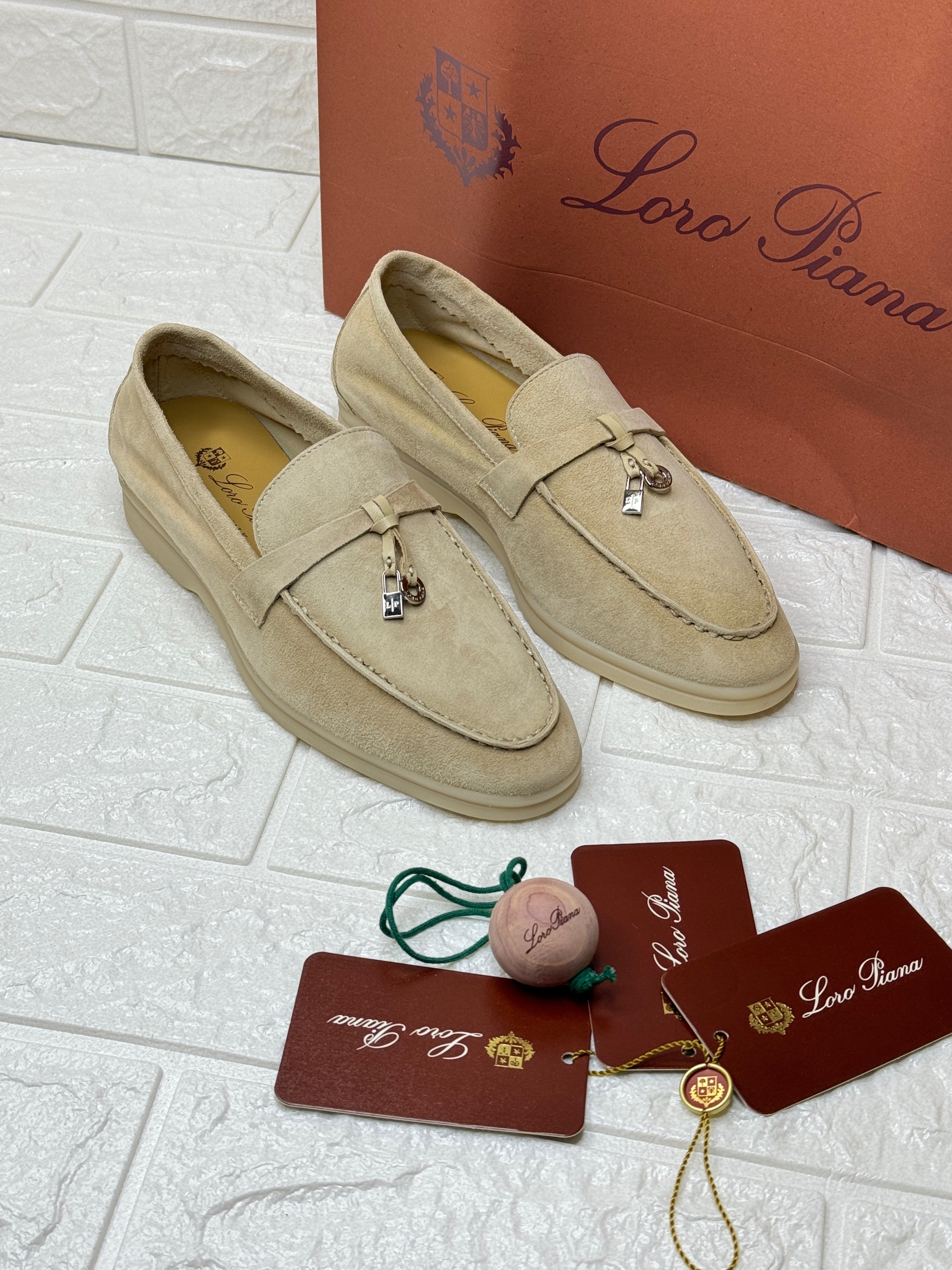 Loro Piana Summer Charms Walk Loafer in a natural cotton and linen blend canvas with leather accents and mini My Charms pendants. image 1