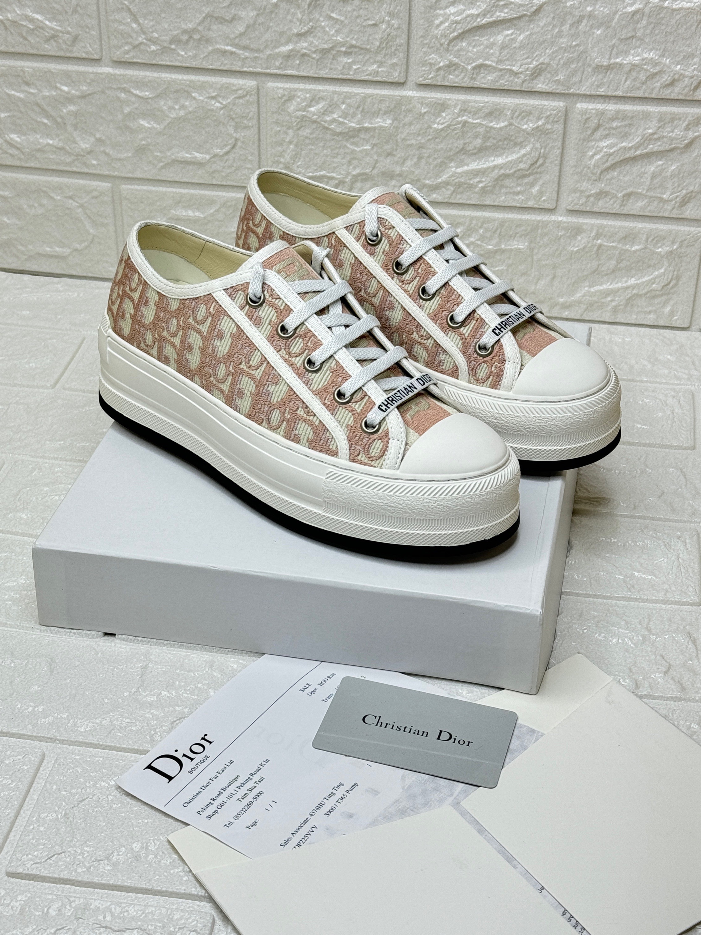 Dior Walk'n'Dior platform sneaker in nude Dior Oblique embroidered cotton. image 1