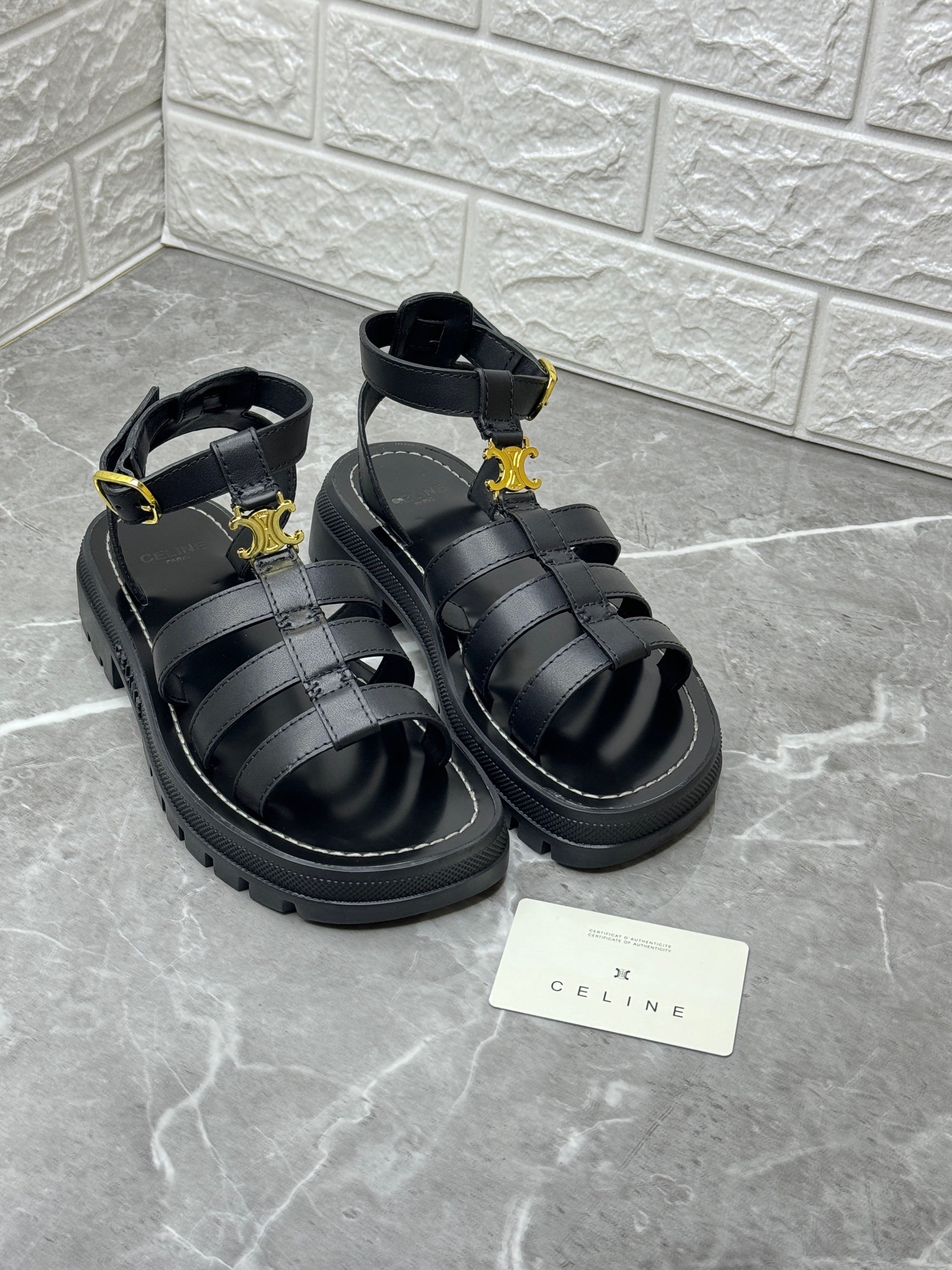 Celine Clea Triomphe Gladiator Sandals in calfskin image 1