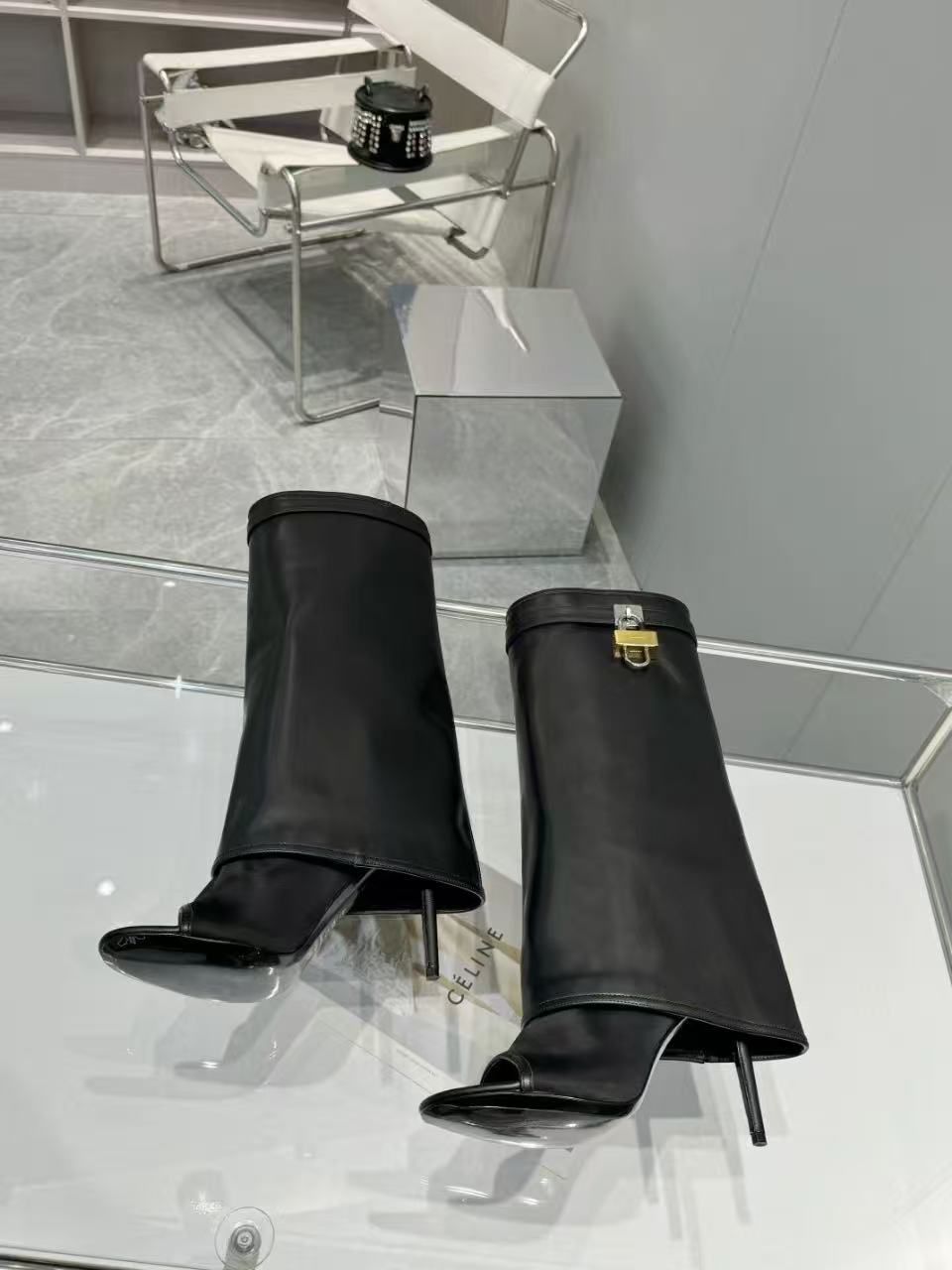 Givenchy Shark Lock ankle boots in leather with a logo metal clasp and 4G padlocks. image 1